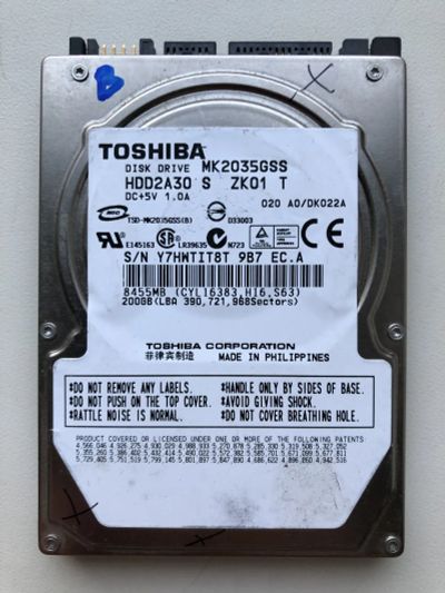 Лот: 16633762. Фото: 1. Неисправный SATA-II 200Gb Toshiba... Жёсткие диски