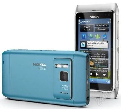 Лот: 1609333. Фото: 1. Nokia N8 Silver Blue Комплект. Кнопочные мобильные телефоны