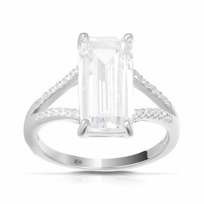 Лот: 23823174. Фото: 1. Кольцо из серебра с фианитами. Кольца, перстни