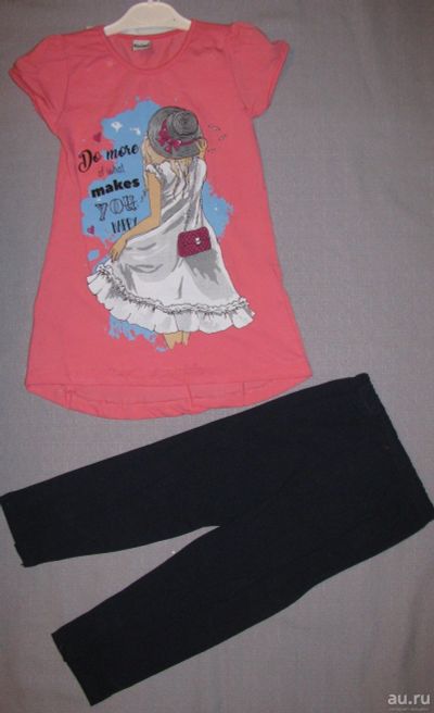 Лот: 17472042. Фото: 1. футболка Туника на девочку + черные... Комплекты, комбинезоны, костюмы