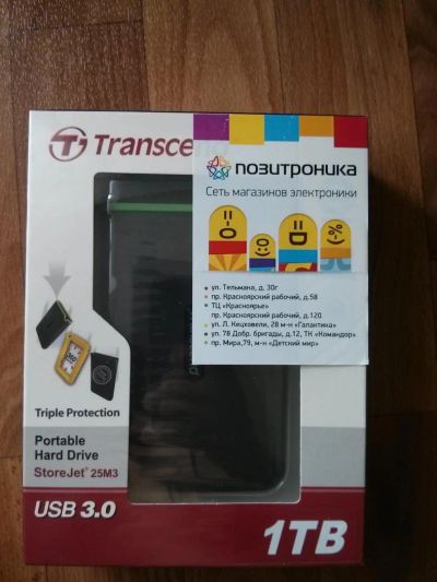 Лот: 4295366. Фото: 1. Внешний HDD Transcend 1Tb [TS1TSJ25M3... Другое (носители информации)