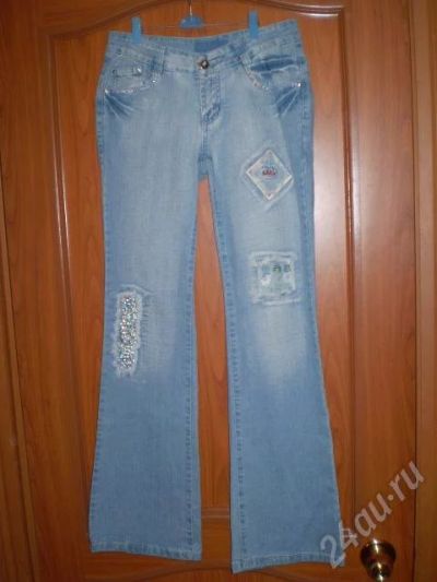 Лот: 36411. Фото: 1. джинсы голубые с пайетками! р... Красноярск