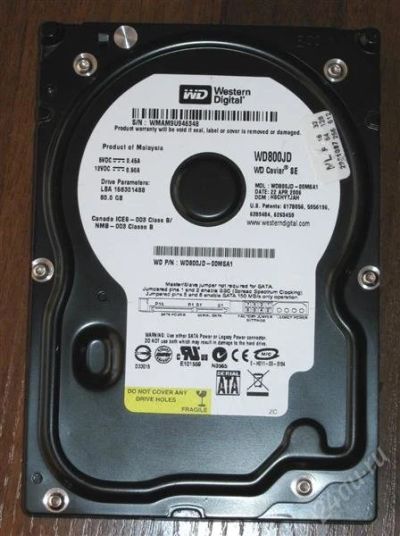 Лот: 1508688. Фото: 1. SATA-II HDD жесткий диск WDC 80... Жёсткие диски (HDD)
