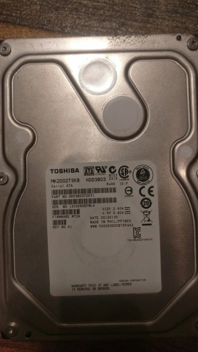 Лот: 18920731. Фото: 1. Toshiba MK2002TSKB 2Tb, 138 включений... Жёсткие диски
