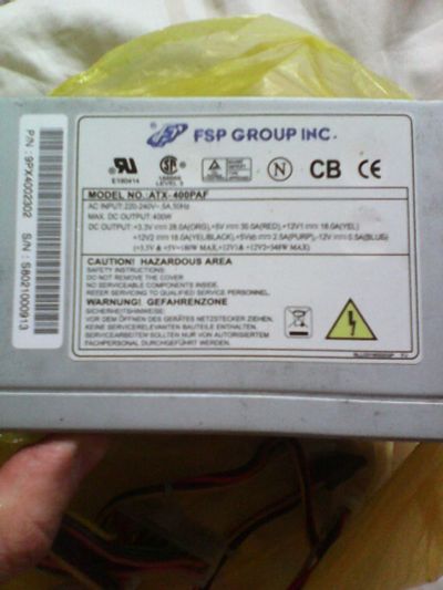 Лот: 15959885. Фото: 1. блок питания FSP ATX 400-PAF. Корпуса, блоки питания