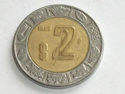 Лот: 7704690. Фото: 1. Монета 2 песо два Мексика 1998... Америка
