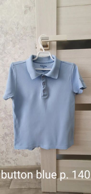 Лот: 20678300. Фото: 1. Поло для мальчика button blue. Рубашки, блузки, водолазки