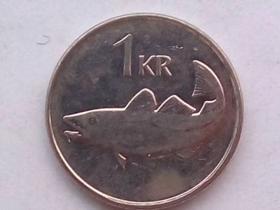 Лот: 18449511. Фото: 1. Монета Исландии 1 крона. Европа