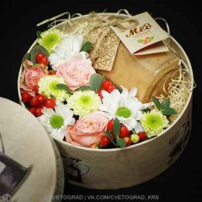 Лот: 6788582. Фото: 1. Коробочка с цветами и мёдом №126. Свежие цветы