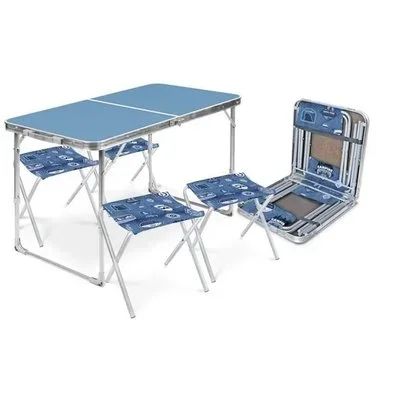 Лот: 20240172. Фото: 1. Набор стол+стулья (ССТ-К2/4 голубой-джинс... Туристическая, походная мебель