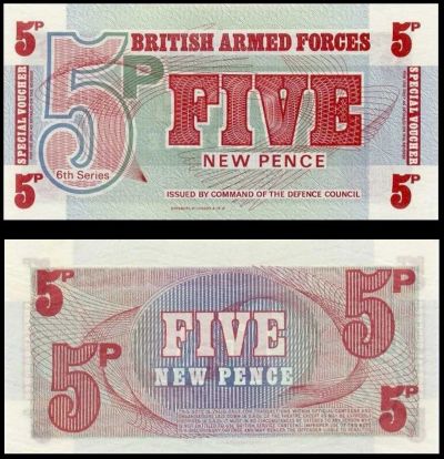 Лот: 19495109. Фото: 1. Великобритания 5 новых пенсов... Частные выпуски, копии банкнот