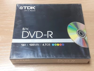 Лот: 21574001. Фото: 1. 5 DVD-R TDK. Оригинальный компакт... CD, DVD, BluRay