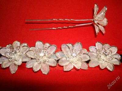 Лот: 1179683. Фото: 1. Шпильки с крупными сетчатыми цветами... Другое (свадебная мода)