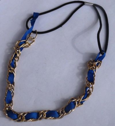 Лот: 7363886. Фото: 1. Повязка для волос синяя и серебристая... Уход за волосами