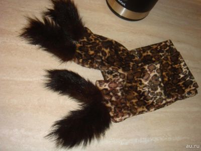 Лот: 8484997. Фото: 1. Шарфик "Леопард" с хвостиками... Шарфы, платки