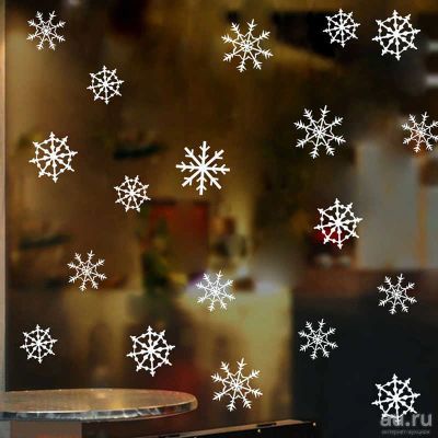 Лот: 15173189. Фото: 1. Новогодние наклейки на стекло... Гирлянды, шарики, новогодние аксессуары