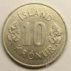 Лот: 25465. Фото: 1. Исландия. 10 крон 1973г. Великобритания и острова