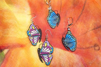 Лот: 2946239. Фото: 1. Серьги Бабочка красавица , ручная... Бижутерия ручной работы