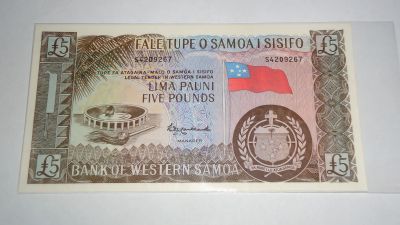 Лот: 21184604. Фото: 1. Самоа , 5 фунтов , 1963(2020... Австралия и Океания