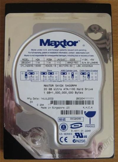Лот: 880817. Фото: 1. Жесткий диск Maxtor 20 Gb. Жёсткие диски (HDD)