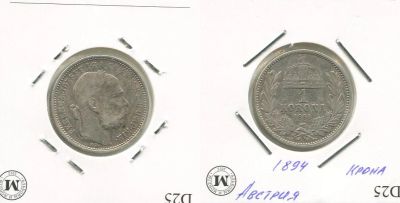 Лот: 9173135. Фото: 1. Австрия. 1 крона 1894 года. Серебро... Германия и Австрия