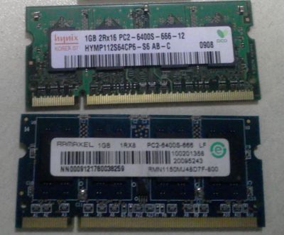 Лот: 4856552. Фото: 1. Память 2 х 1Гб DDR2 SO-DIMM. Оперативная память