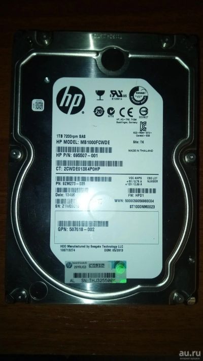 Лот: 15302026. Фото: 1. Жесткий диск 1TB Sas HP MB1000FCWDE. Жёсткие диски