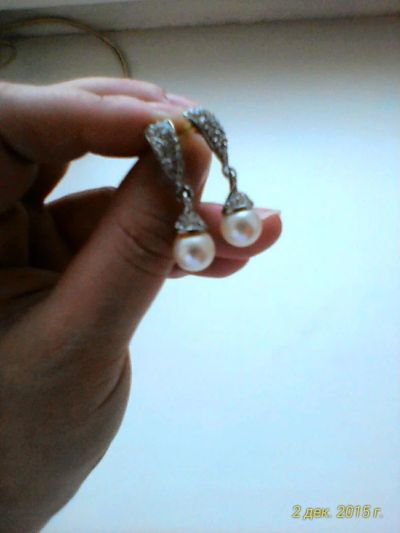 Лот: 6567912. Фото: 1. Серьги с жемчугом (имитация). Серьги, каффы