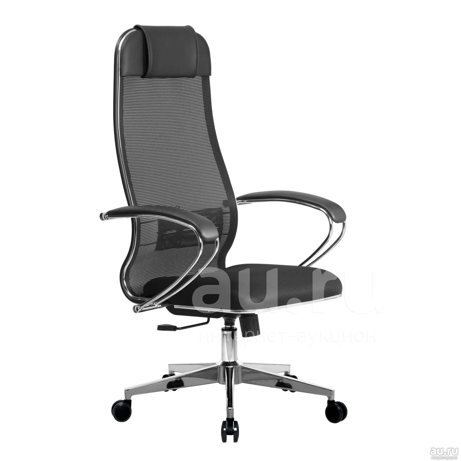 Кресло МЕТТА Комплект 15 Черное ( 120 кг / Ткань-сетка / Пятилучие Хром .