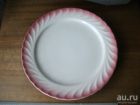 Тарелка большая блюдо низкая розовый фигурный край фаянс Италия