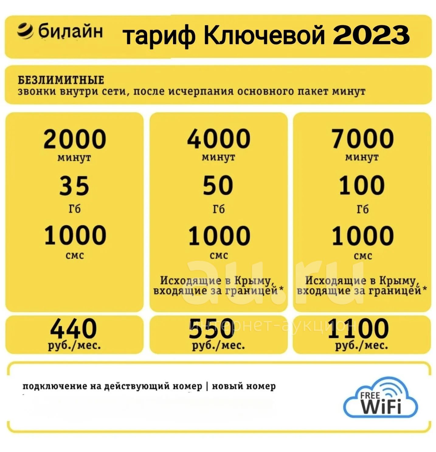 Тариф Билайн минуты , интернет , ключевой на Ваш номер 2023 — купить в Красноярске. Телефонные номера, SIM-карты на интернет-аукционе Au.ru