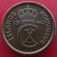 Лот: 1577784. Фото: 2. (№403) 1 эйре 1940 (Исландия). Монеты