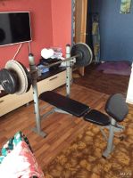 Лот: 8568710. Фото: 2. Силовая стойка + штанга 100 кг. Тяжелая атлетика