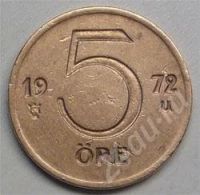 Лот: 312476. Фото: 2. Швеция. 5 оре 1972г. (2). Монеты