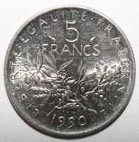 Лот: 6886905. Фото: 2. 5 франков 1990 год. Франция. Монеты