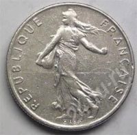 Лот: 358888. Фото: 2. Франция. 1/2 франк 1977г. Монеты