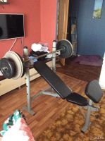 Лот: 8568710. Фото: 3. Силовая стойка + штанга 100 кг. Спортивные товары