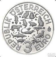 Лот: 14013243. Фото: 2. 3 евро Австрия 2017 - Серия "Животные... Монеты
