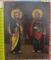 Лот: 10483898. Фото: 2. иконы Апостолы Петр и Павел, 19... Живопись, скульптура, фото