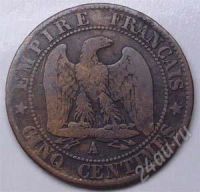 Лот: 856836. Фото: 2. Франция. 5 сантим 1865. Наполеон... Монеты