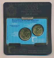 Лот: 11410432. Фото: 2. Сан-Марино 2003 набор из 2-х евро... Монеты
