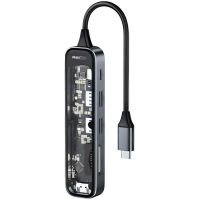 Лот: 25794888. Фото: 2. HUB адаптер 6в1 RECCI RH21 USB-C... Периферия