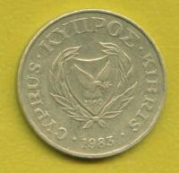 Лот: 8878960. Фото: 2. Кипр 5 центов 1983 (аверс тип... Монеты