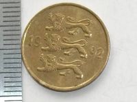 Лот: 9489226. Фото: 7. Монета 20 сенти Эстония 1992 львы...