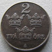 Лот: 23273301. Фото: 2. Швеция. 2 оре 1947г. Монеты