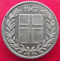 Лот: 2555217. Фото: 2. (№2085/LF) 25 эйре 1967 (Исландия... Монеты