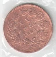 Лот: 11604833. Фото: 2. Португалия 20 рейс 1884 года... Монеты