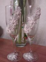 Лот: 7057369. Фото: 2. свадебные бокалы ( с белыми цветочками... Ручная работа