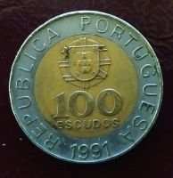 Лот: 19502526. Фото: 2. Португалия 100 эскудо 1991 KM... Монеты