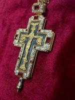 Лот: 14369460. Фото: 2. Крест наперсный латунный в позолоте... Ювелирные изделия, бижутерия, часы